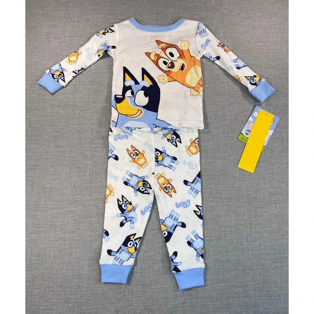 Bluey Bingo Kids 2 Piece Cotton Pajama Set White Blue 12M NEW NWT